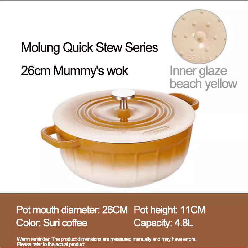 Molung Quick Stew Series 5 Quart Enamel Pot for Stewing and Stir-Frying