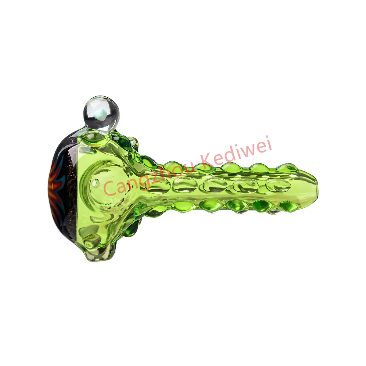 Us Color Wigwag Glass Hand Pipe Spoon Pipe with Encased Opal