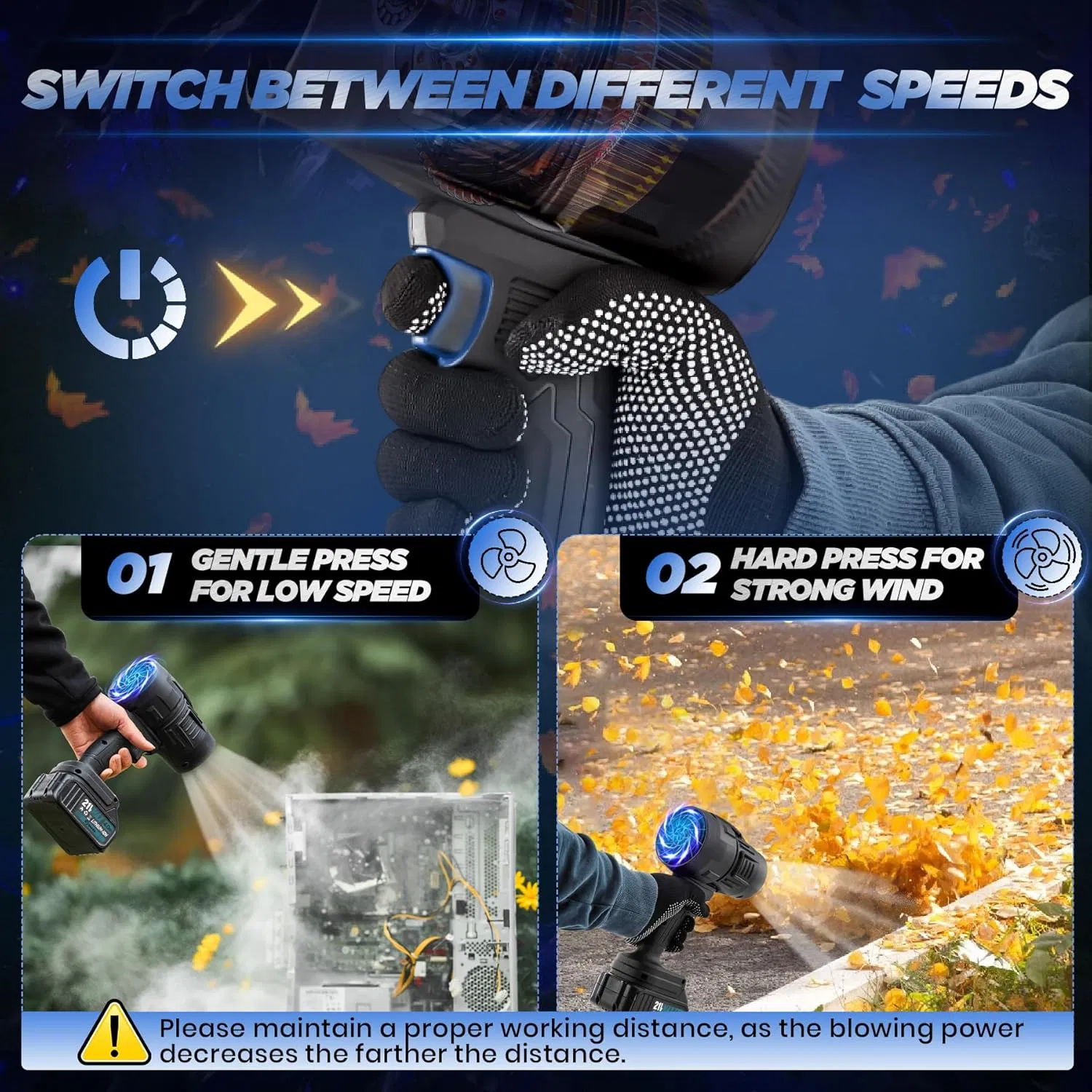 180000 Rpm Cordless Leaf Snow Blower Portable Lightweight Handheld Dust Cleaner