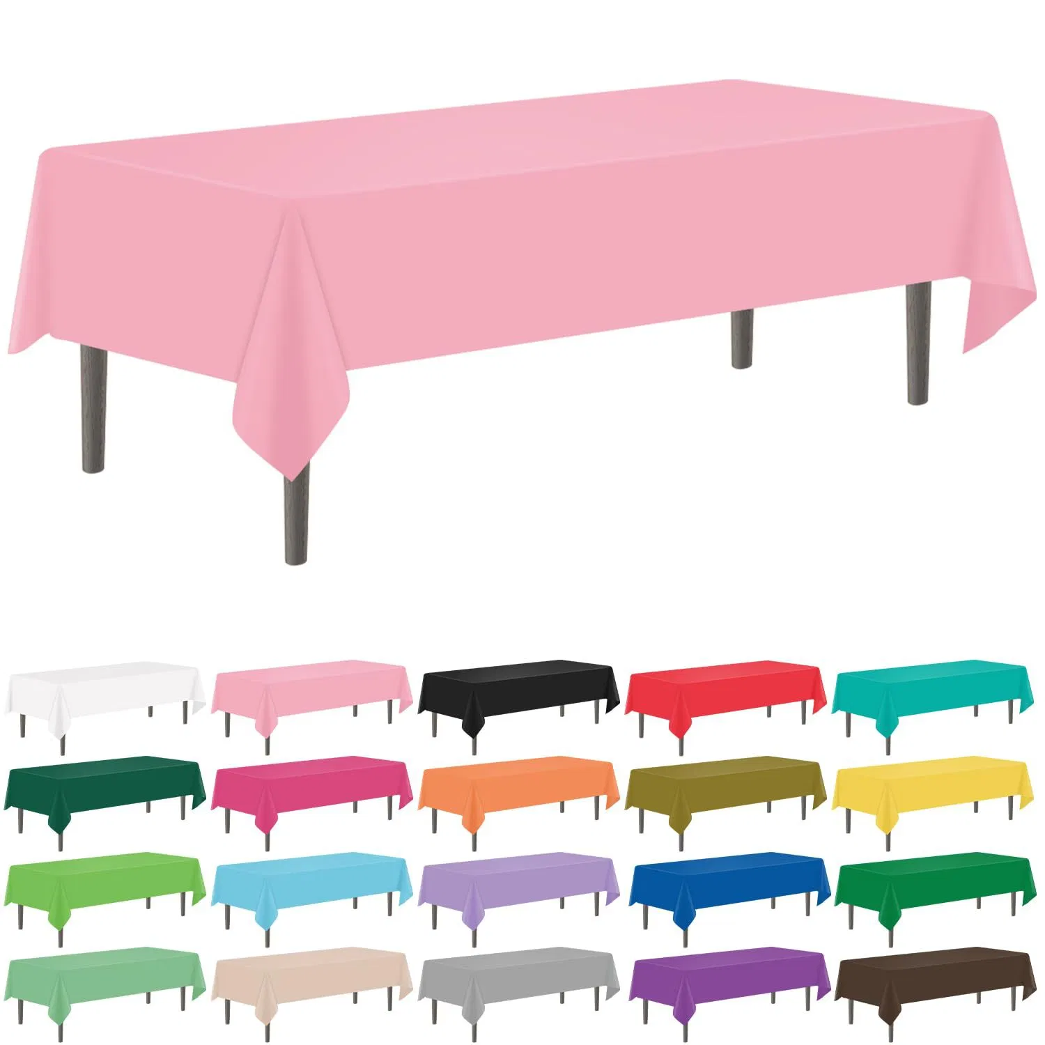 Disposable Rectangular PEVA Solid Color Table Cover Birthday Party Tablecloth for Events Wedding Table Covers Decor
