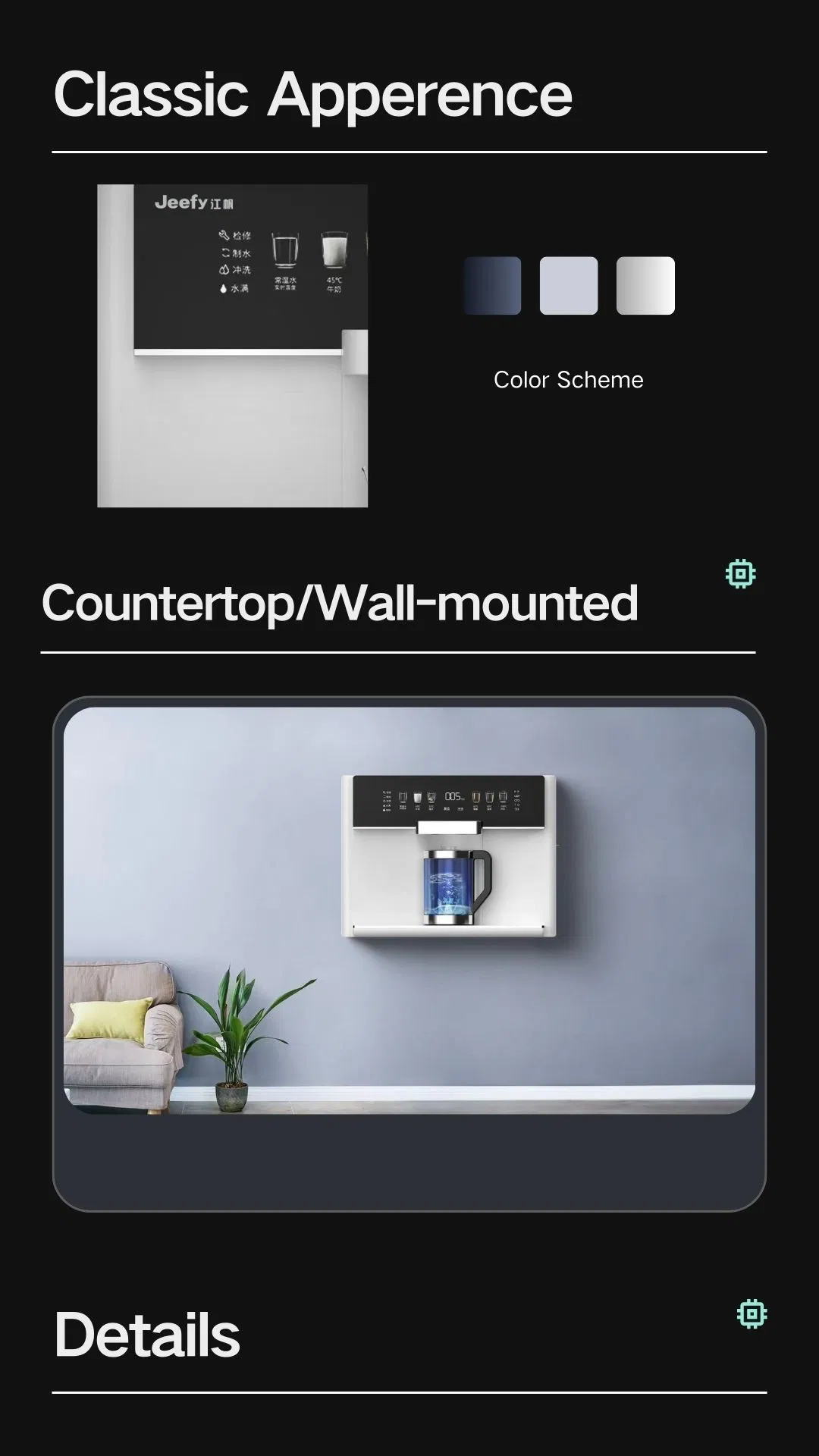 Home Appliances 100gpd RO System Countertop Hot Cold Water Dispenser