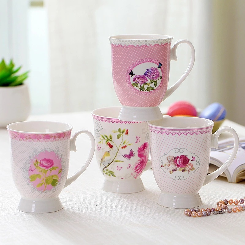 Manufacturer Wholesale Competitive Price Royal Rose Personalized High Quality Porcelain Mug with Flower Design