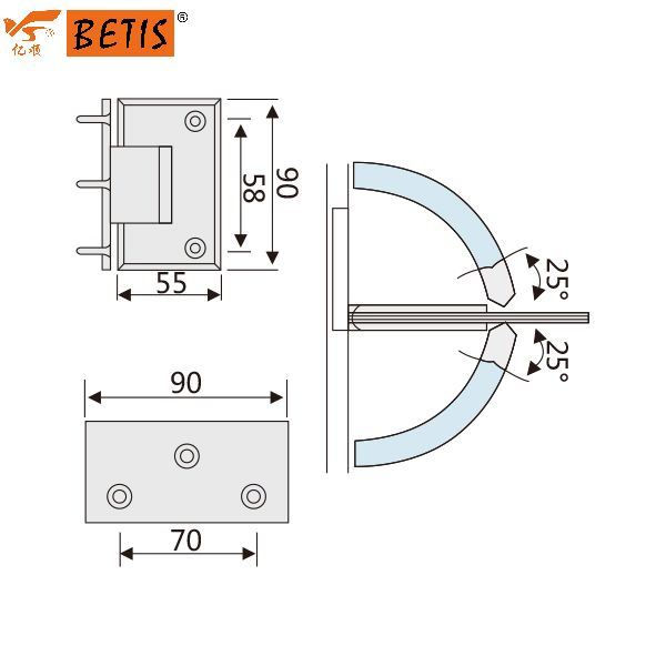 OEM Frameless Factory-Price High-Quality Bathroom Shower-Glass Hardware SUS316-Stainless-Steel off-Set-Back Wall-Mount Heavy-Duty Door Hinge