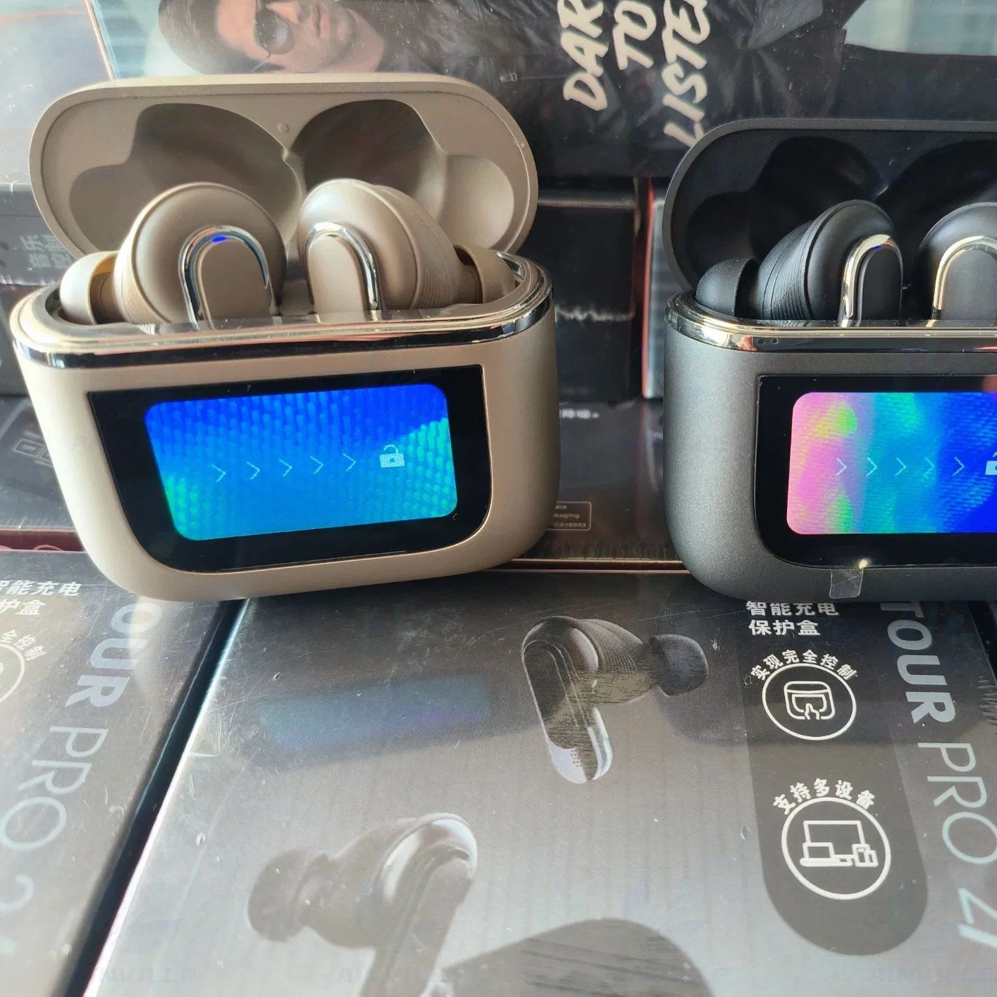 Беспроводные наушники True Wireless с сенсорным LED-экраном