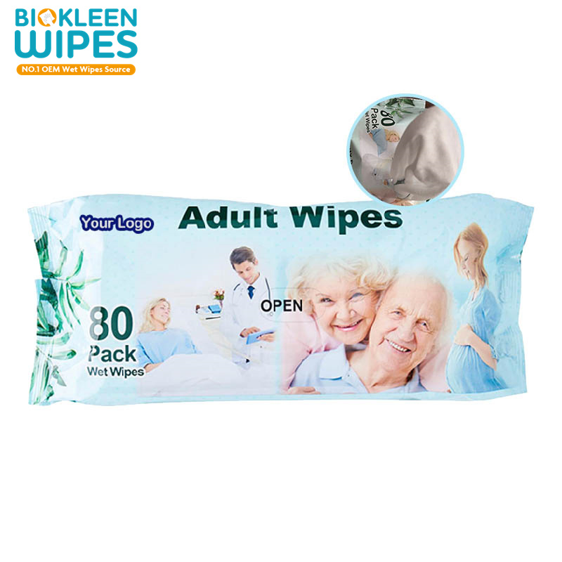Biokleen OEM & ODM Disposable Private Label OEM Spunlace Nonwoven Fabric Adult Cleaning Wipes 100% Biodegradable Flushable Wet Wipe