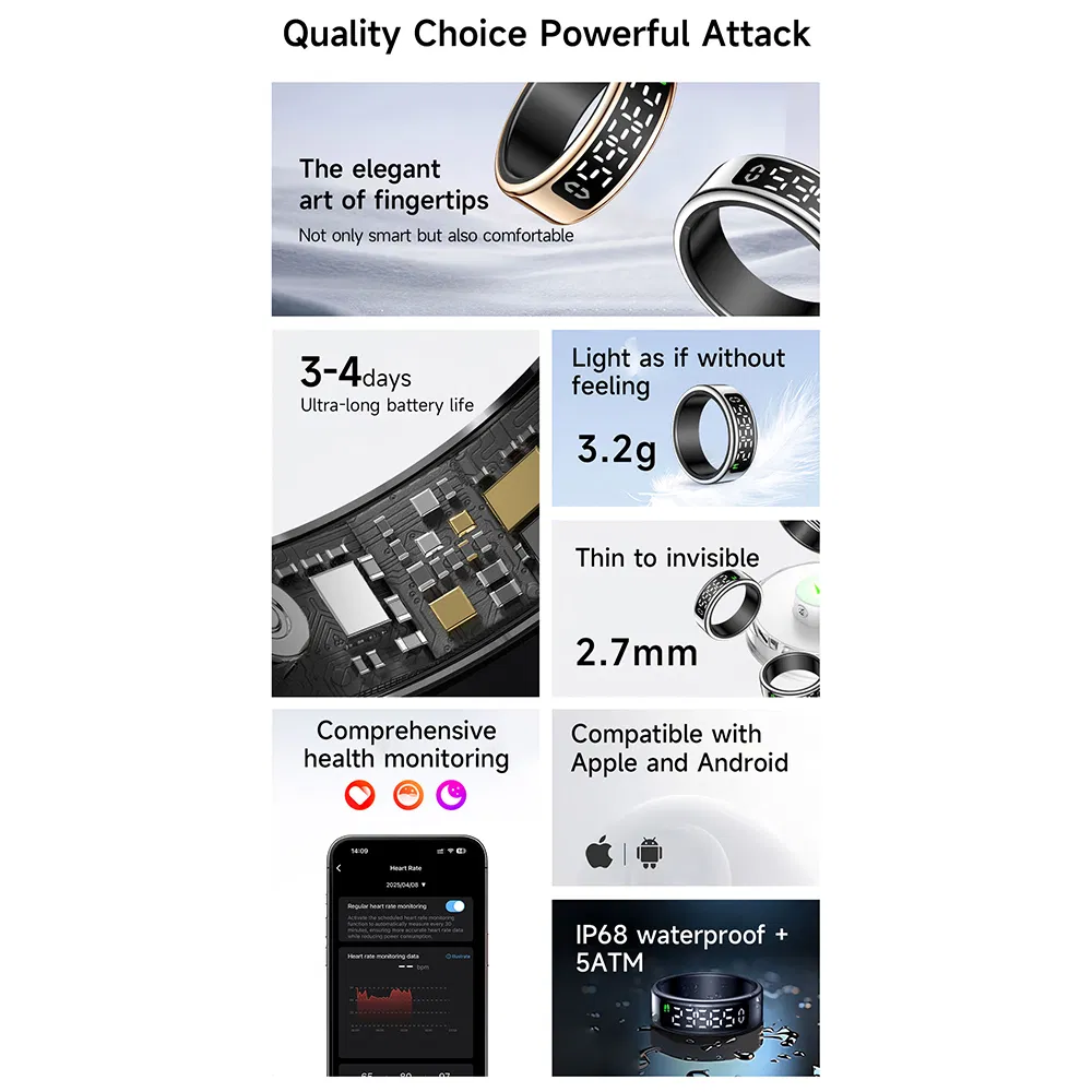Умное кольцо Sy01 с дисплеем для отслеживания сна и здоровья