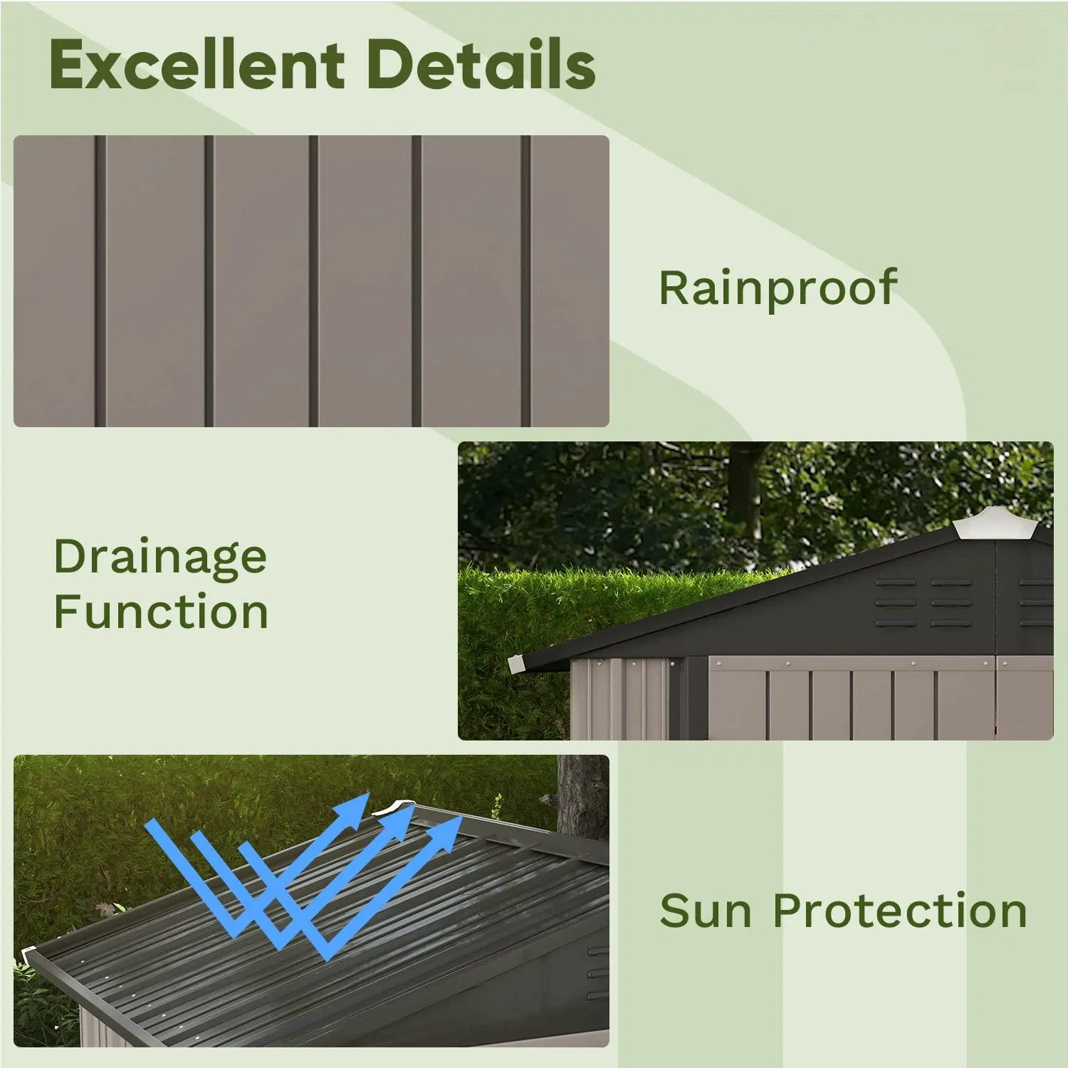 6X4 FT Garden Tool Storage Shed with Sloping Roof, Double Lockable Door