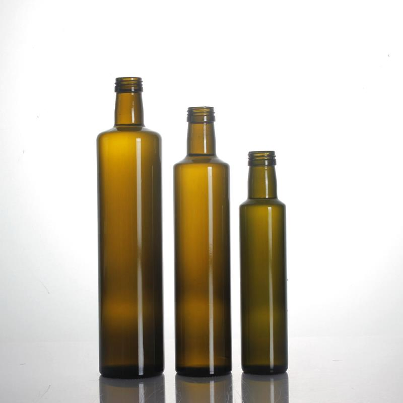 250 Ml 500 Ml 750 Ml 1000 Ml Antique Green Clear Color Round Square Glass Olive Oil Bottles