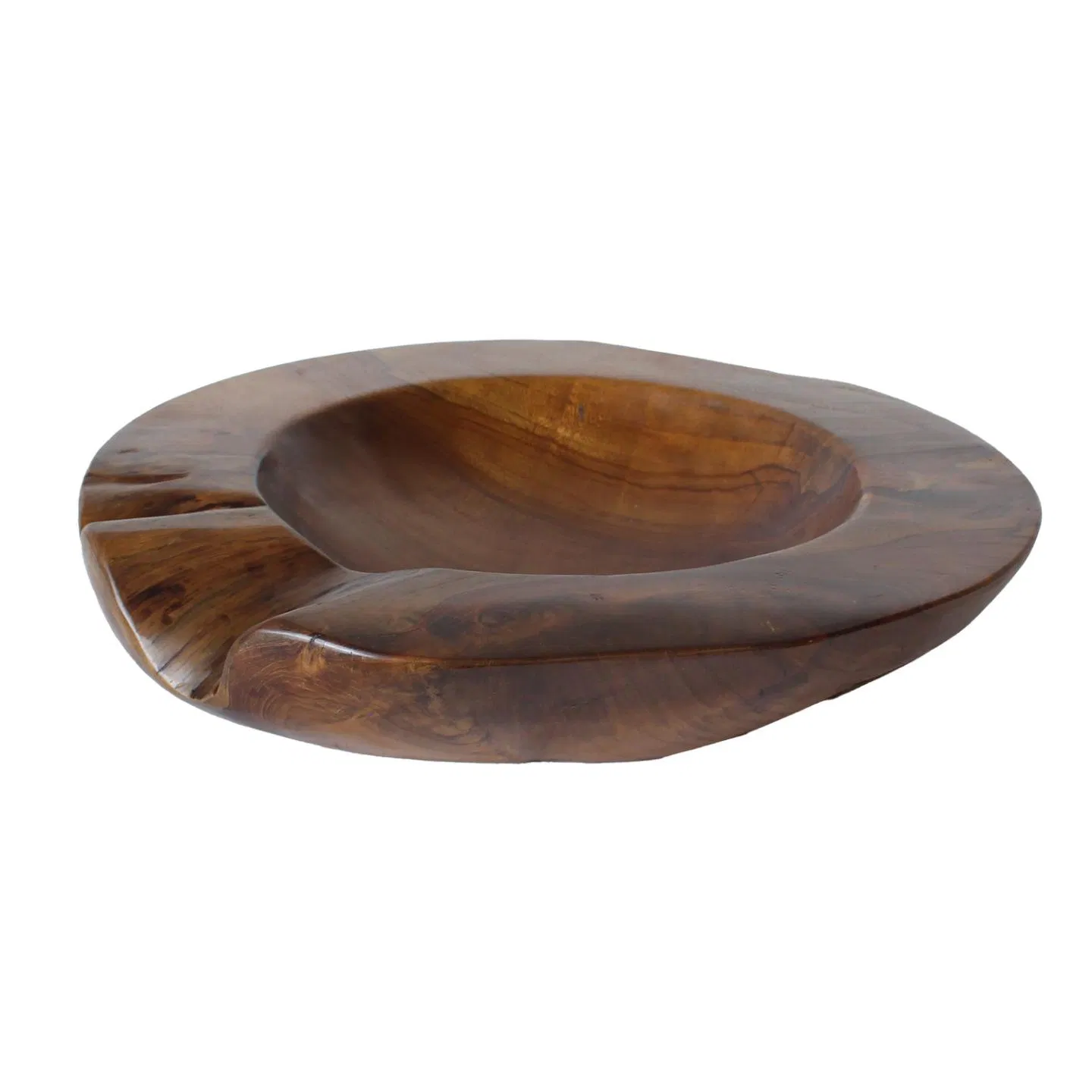 Elegant Teak Wood Bowl with Irregular Shape for Sophisticated Interiors