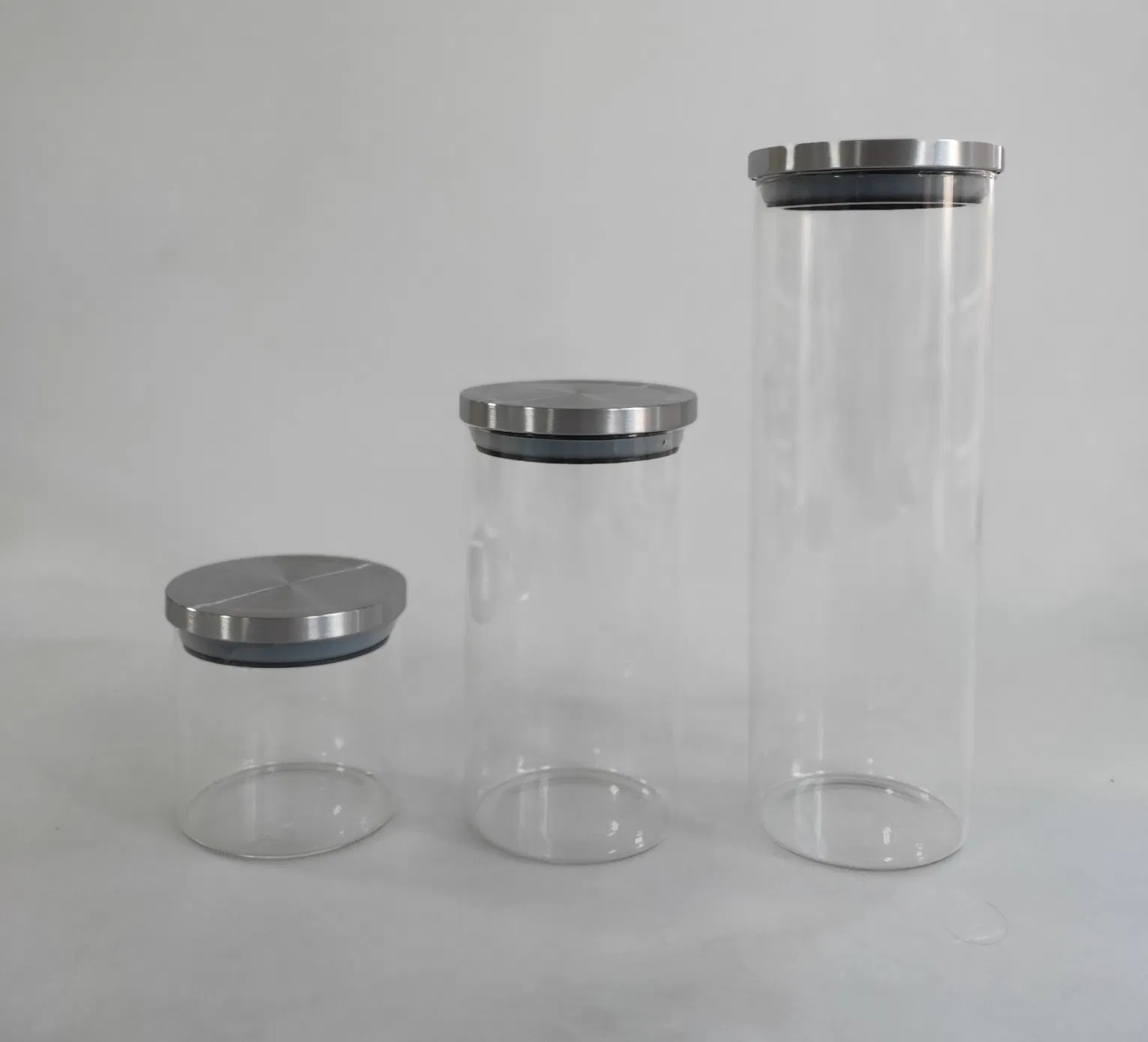 Heat Resistant Borosilicate Glass Storage Jars with Stainless Lid for Kitchen Organization