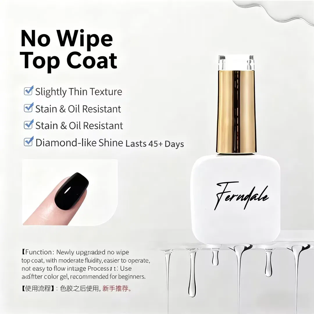 High Definition Glossy Topcoat Gel De Non Wipe Top Coat Nail Polish