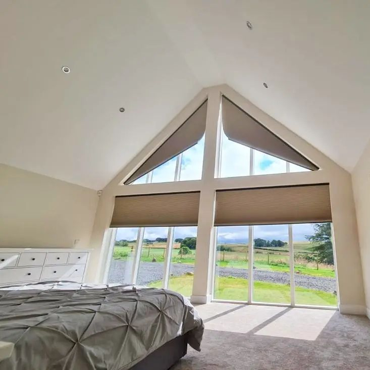 Customized Triangle Shapes Irregular Motorized Waterproof Honeycomb Blinds Shade