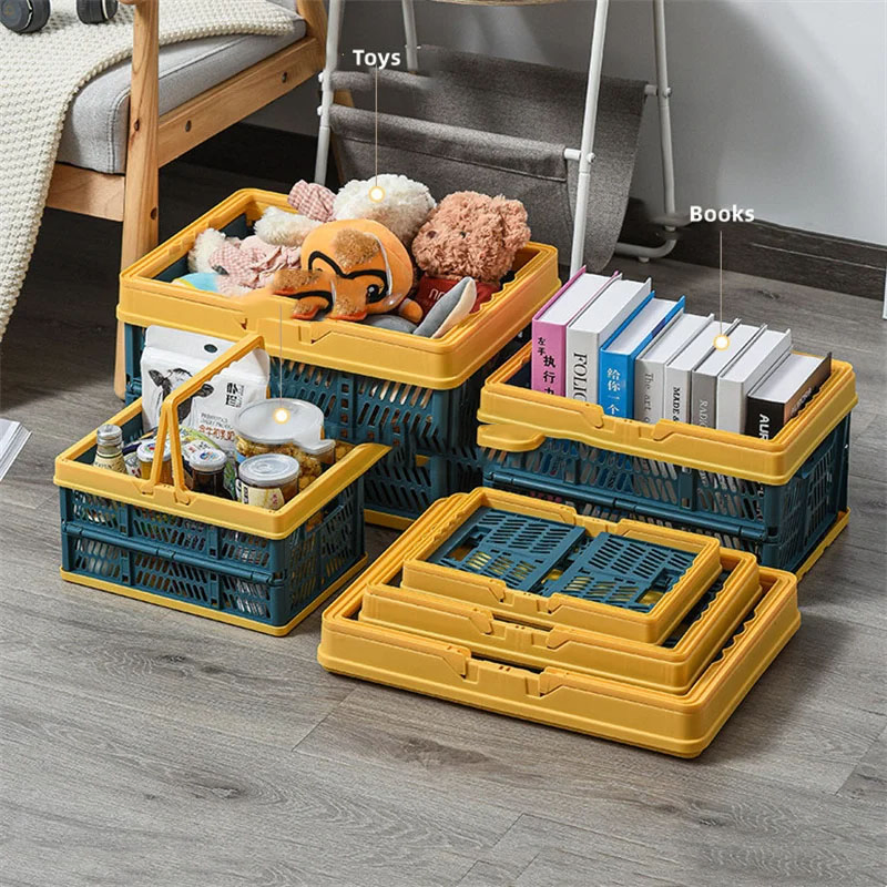 Food Containers Grocery Shopping Baskets Fruit Vegetable Snacks Boxes Handles Folding Outdoor Picnic Storage Basket Plastic