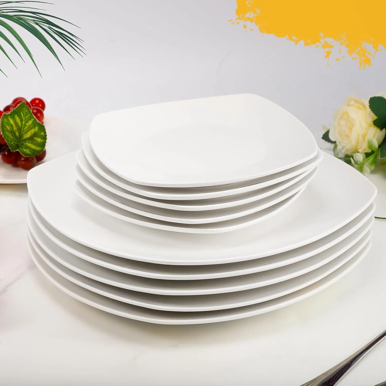 Ceramic Porcelainware Tableware White Body 6"7"8"9"10.5"11"Square Plate