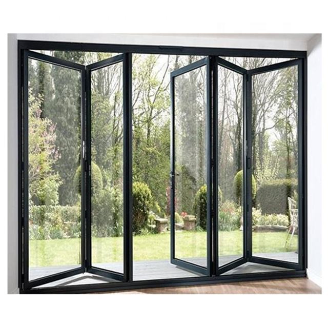 Waterproof Exterior Aluminum Glass Plastic Folding Doors with Sheets for PVC