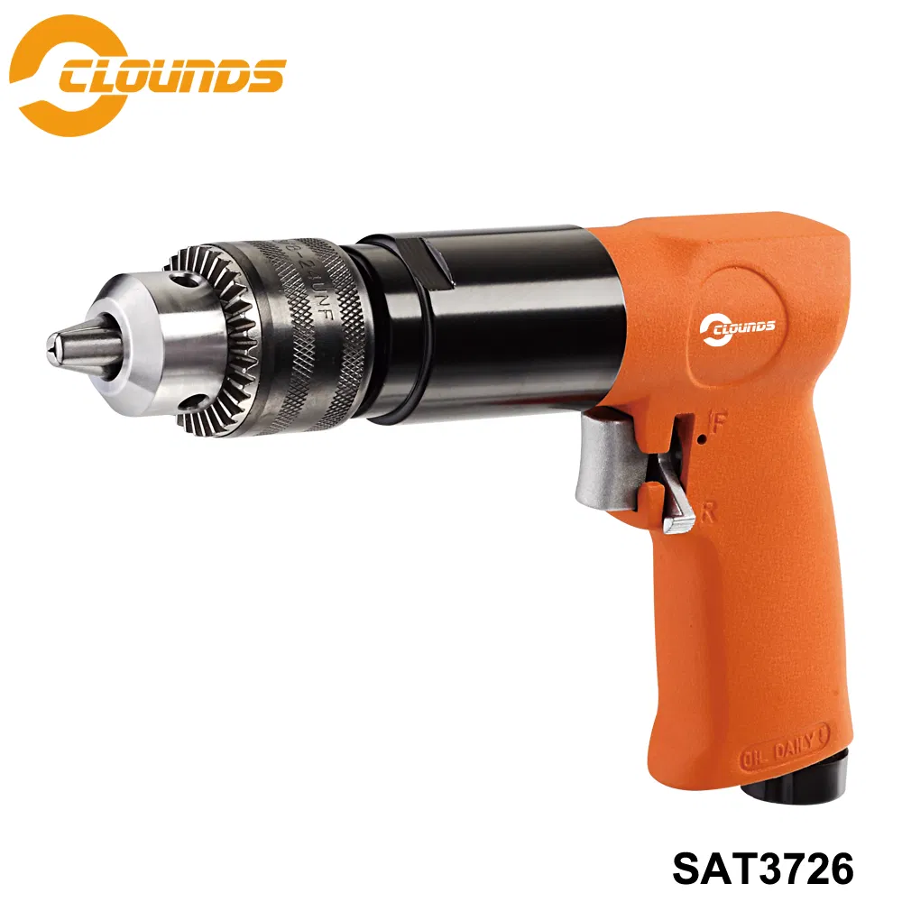 3/8" 1800rpm High-Speed Cordless Pistol Type Pneumatic Gun Drill Reversible Air Drill Tools for Hole Drilling