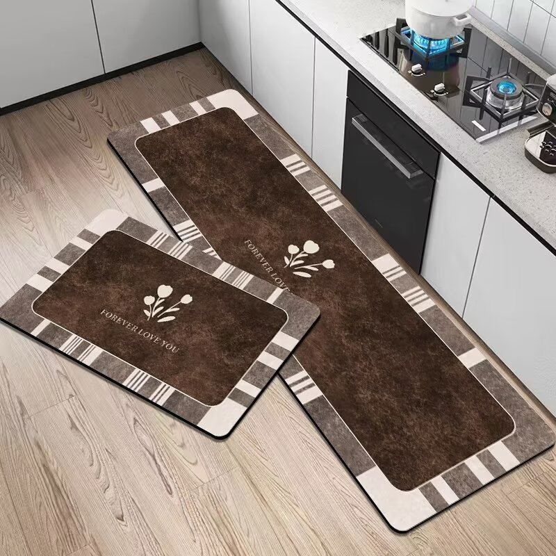 Modern Kitchen Carpets and Bath Mats Rug Bathroom for Floor Carpet Tiles Area Rug Black