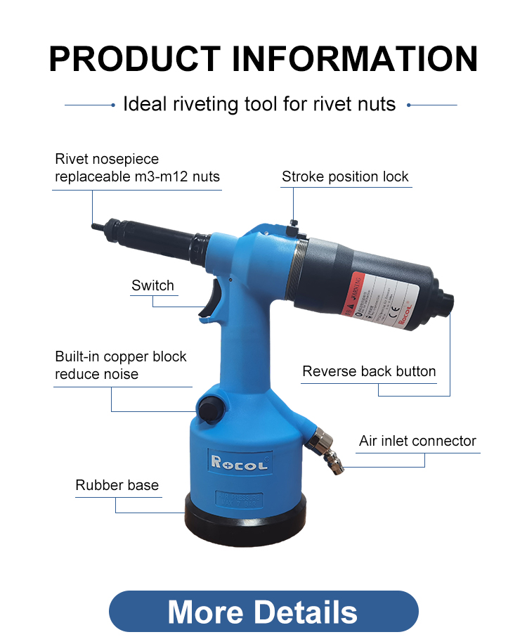 20000n Force Power Lower Noise Hydro-Phneumatic Hand Nut Riveter