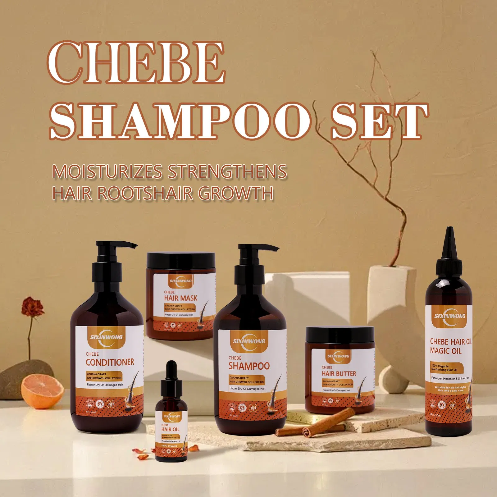 Beauty Cosmetics Hair Care Repairs Damaged Treatment Loss Hair Chebe Shampoo Set