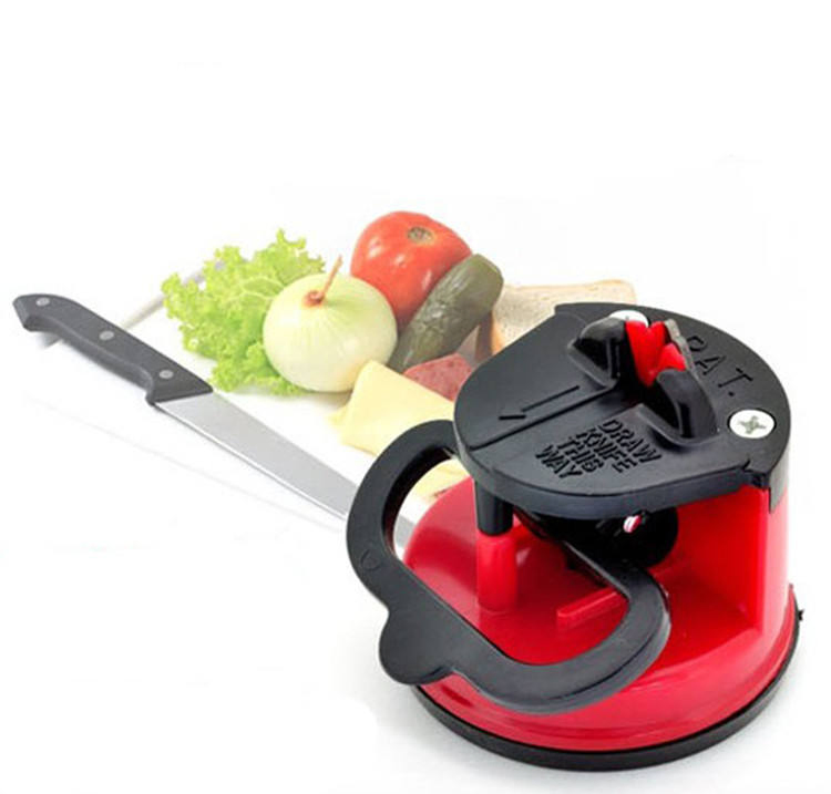 Factory Wholesale Custom Logo Portable Kitchen Round Mini Knife Sharpener with Suction Pad