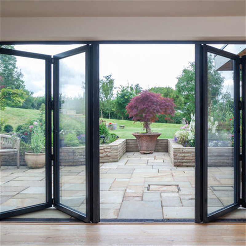 Manufacturer Folding Glass Wall Aluminum Patio Exterior Door Bifold Door