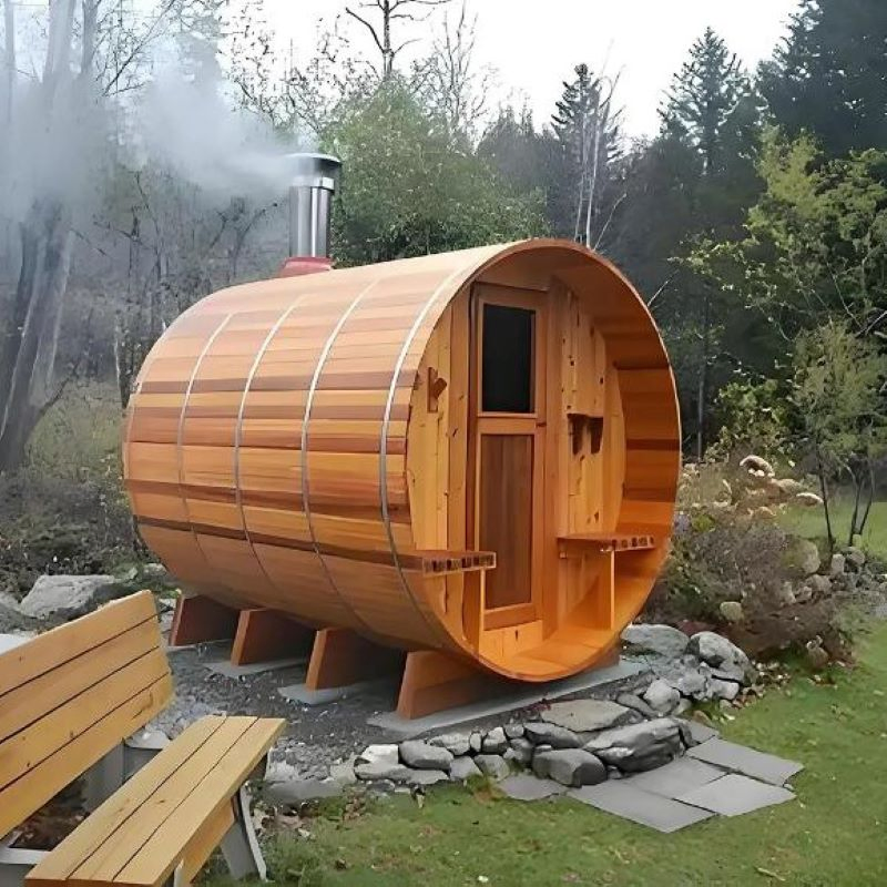 Hot Sale Custom 4 Person Barrel Sauna Cedar Outdoor Barrel Sauna