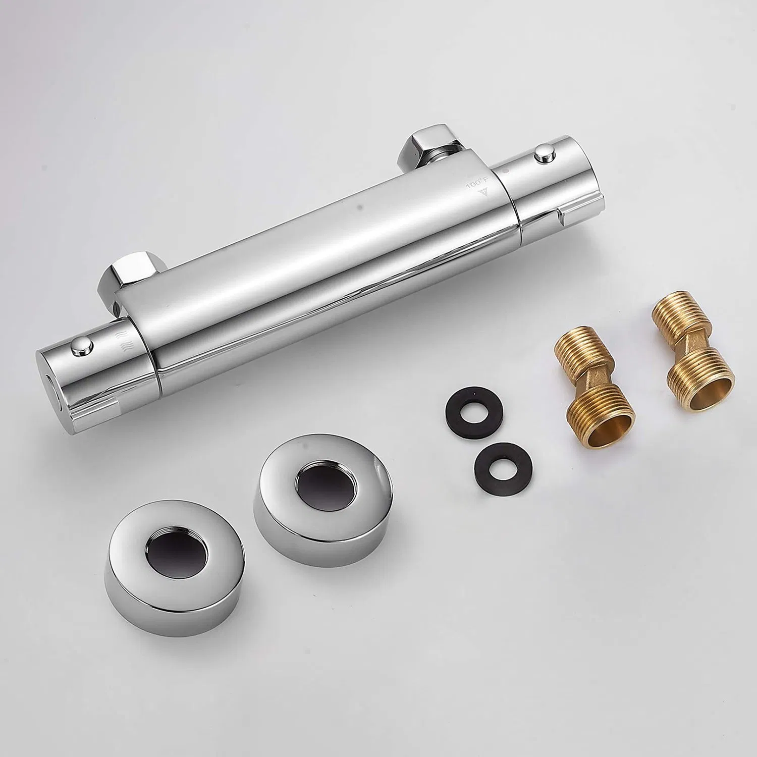 Wall Mount Polished Chrome Thermostatic Bathroom Shower Faucet 100 F Temperature Control Valve
