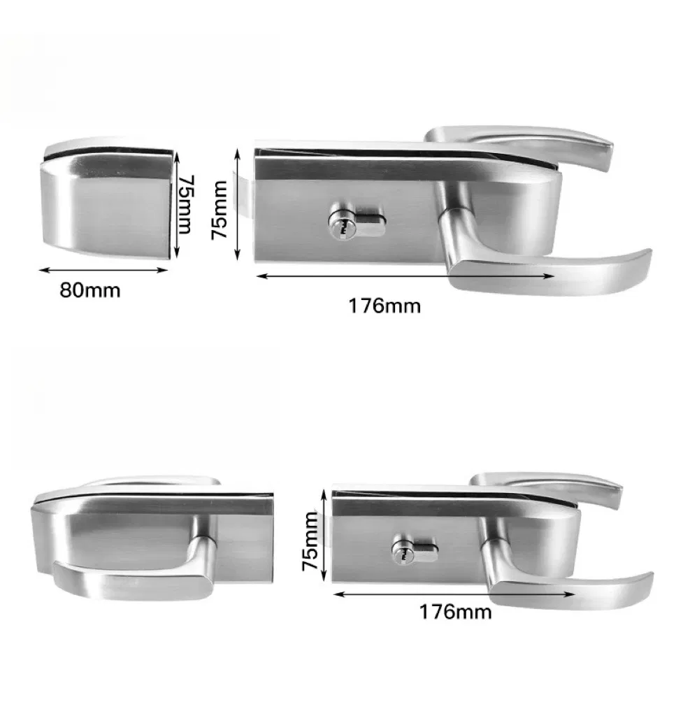 Excellent Quality Commercial Zinc Alloy Material Glass Handle Glass Oor Lock for Frameless Doors