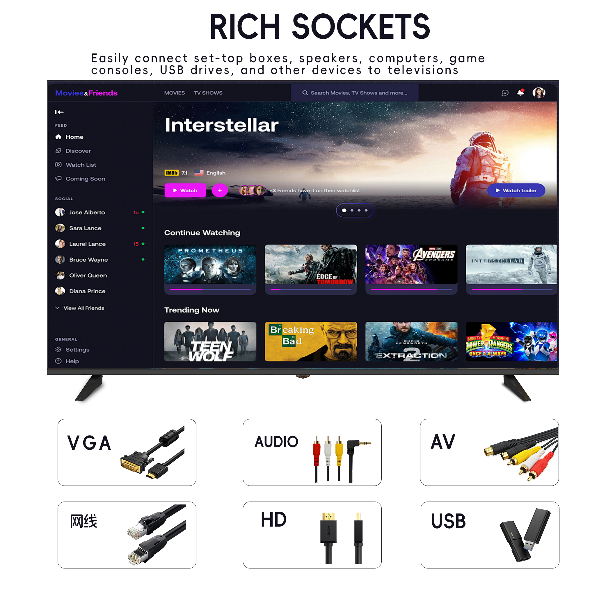 Телевизор Smart TV 40-100 дюймов 8K Android изогнутый безрамочный