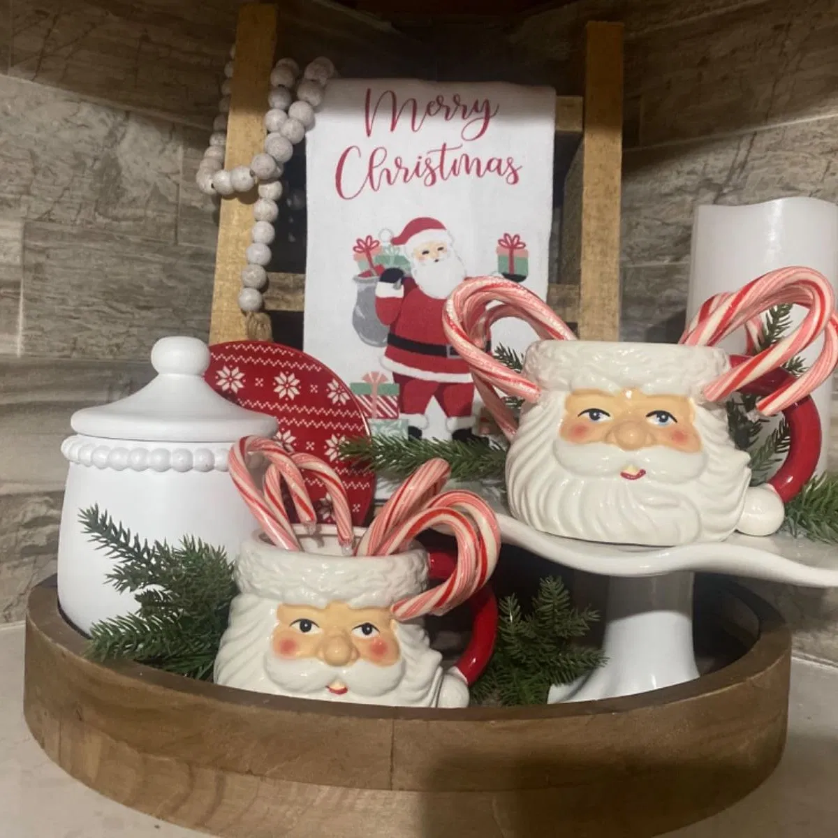 Christmas Santa Mug, 10 Oz Red Ceramic Cup for Holiday Joy