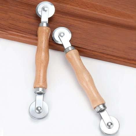 Door Screens Spline Roller with Wood Handle & Steel- Wheels Screen Rolling Tool Kit