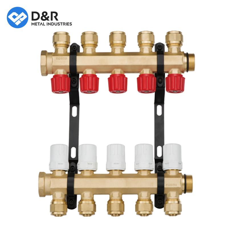 D&R Low Price OEM Stock Brass Hydronic Underfloor Heating Manifolds Mixer Stainless Steel Water Manifold Pump Set Compact with Pump for Floor Heating Systems