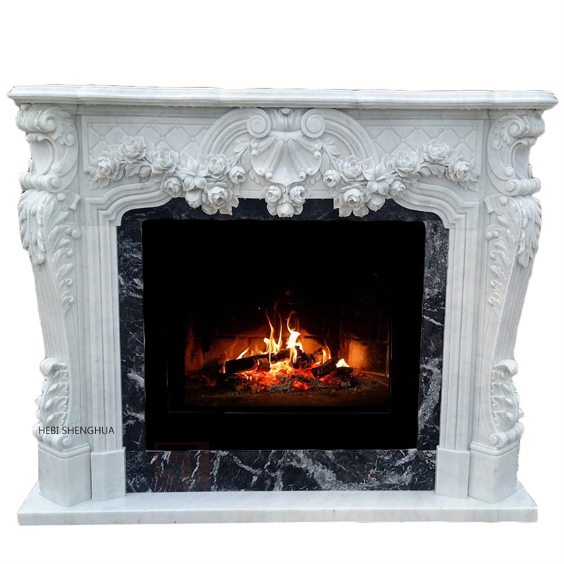 Newstar Custom China Hanging Fireplace Black Marble Fireplace Mantel