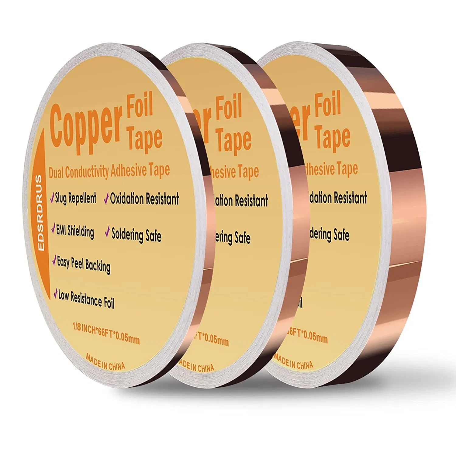 Copper Foil Tape Multi-Sizes Conductive Adhesive Double-Sided Copper Tape for Soldering Guitar