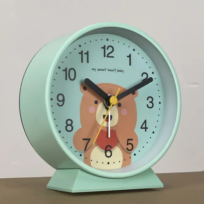 4 Inch Kids Cartoon Table Clock Home Decor Student Wake up Cute Children Alarm Clock Mini Small Study Desk Clock Custom