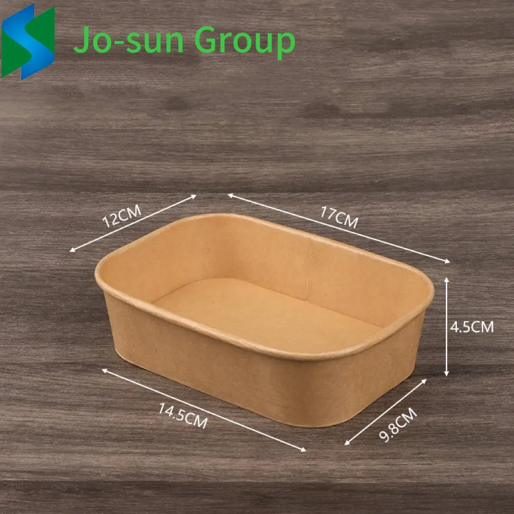 Jo-Sun New Design Disposable Rectangular Kraft Paper Bowl with Paper Lid Salad Bowl