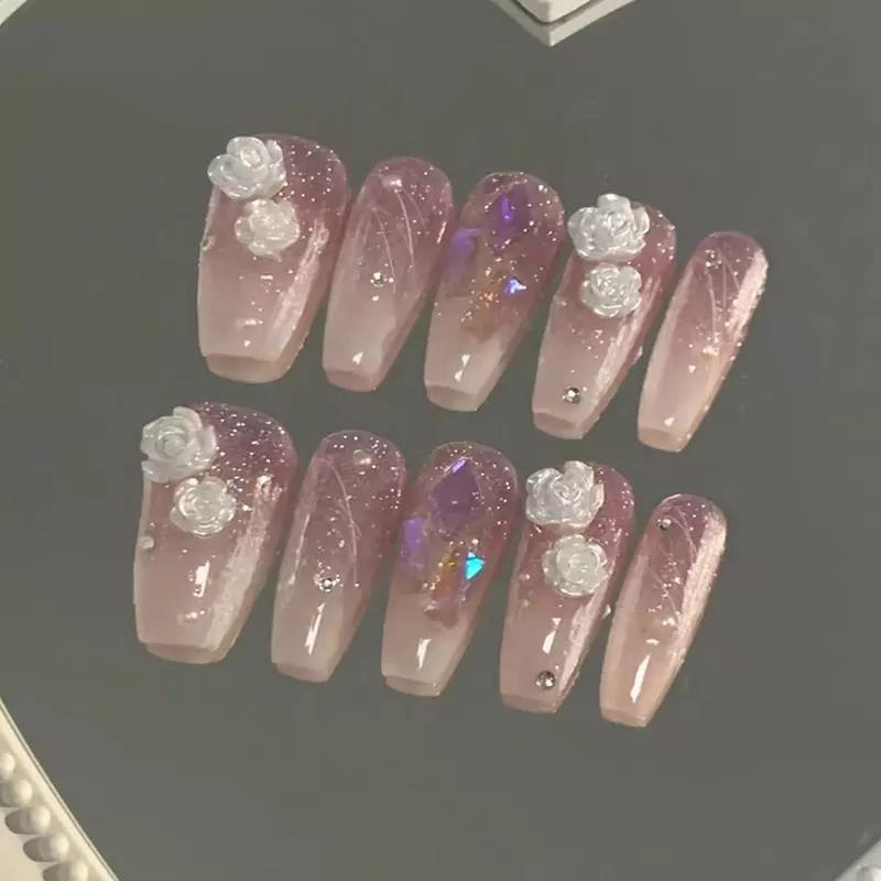 2025 New Arrival Press on Acrylic Nails Faux Ongle Diamond Design