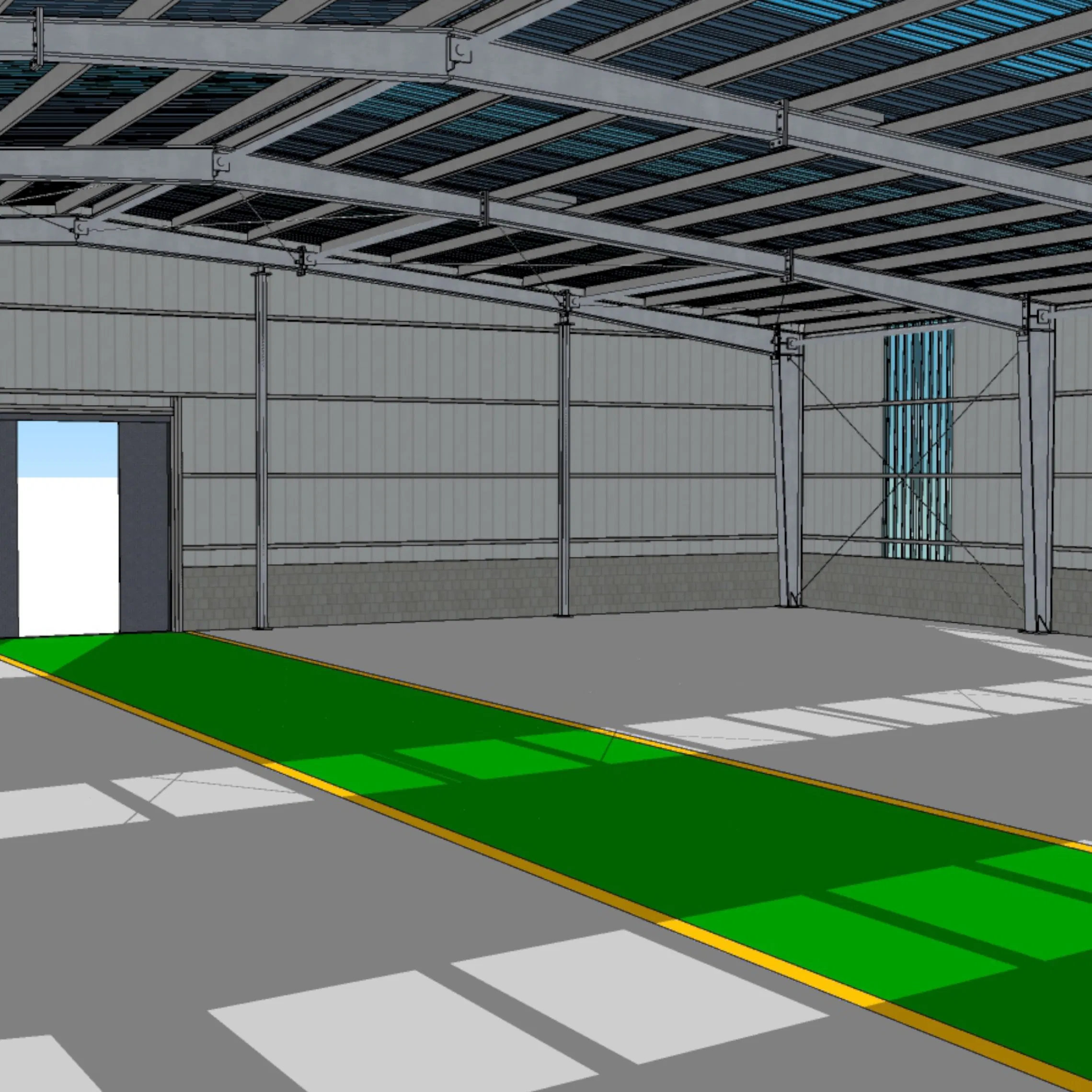 36mx32m Prefabricated Middle Size Light Weight Steel Structure Warehouse Building with Skylights and Natural Ventilator