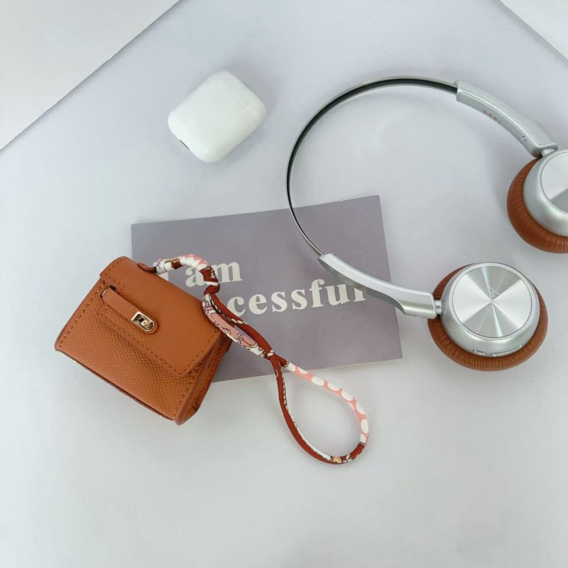 Ea708 Custom Designer Irregular Bag Shape Carrying Pendant Leather Case Luxury Headphone for Airpod Cover Earphone with Cases