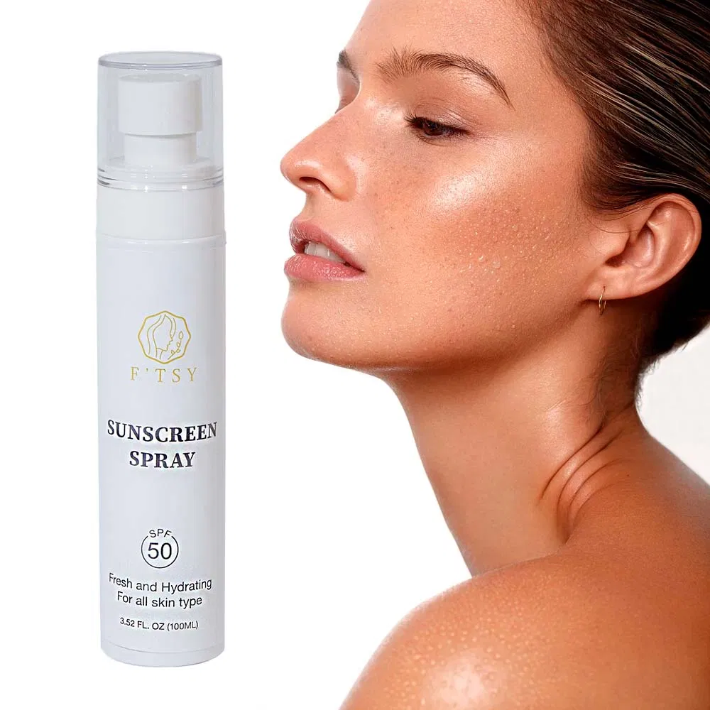Private Label Vegan Moisturizing Calming SPF 50 UV Protecting Sunscreen Face Mist Spray