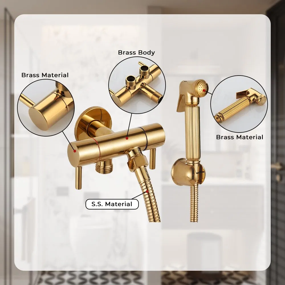 Смеситель для биде Classic Brass с душем, настенный