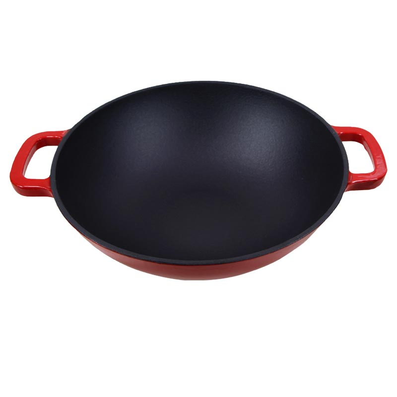 Чугунный вок с эмалью и двойной ручкой, 5.5 л