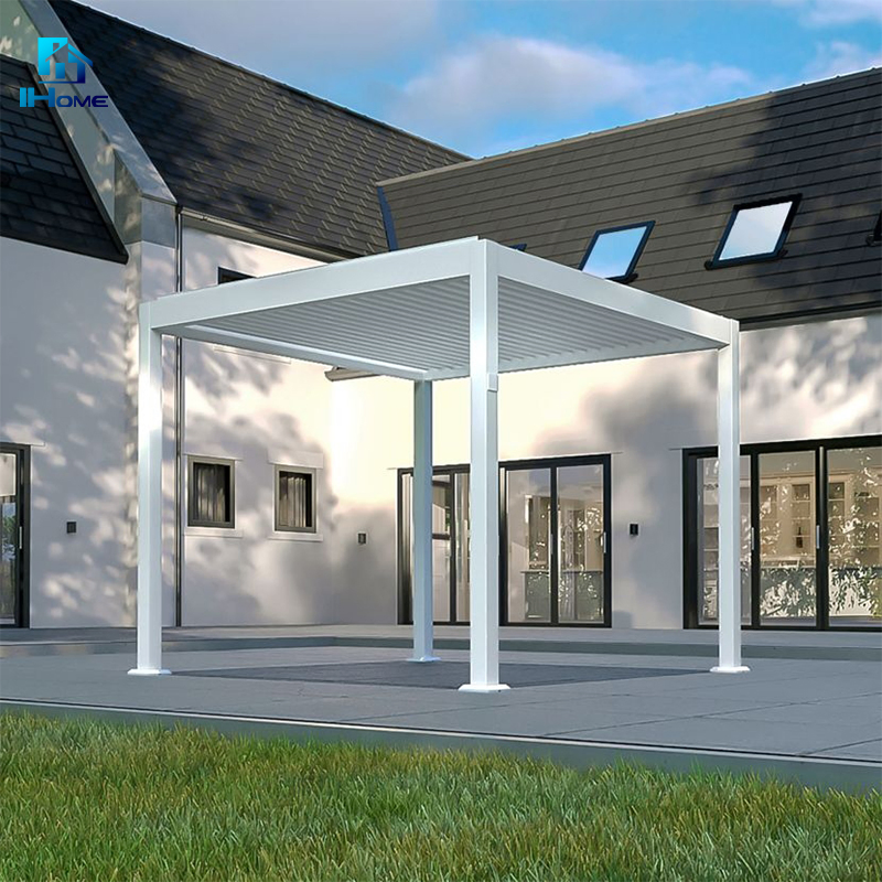 Customized Adjustable Outdoor Gazebo Waterproof Louvered Roof Motorized Bioclimatic Aluminum Pergola