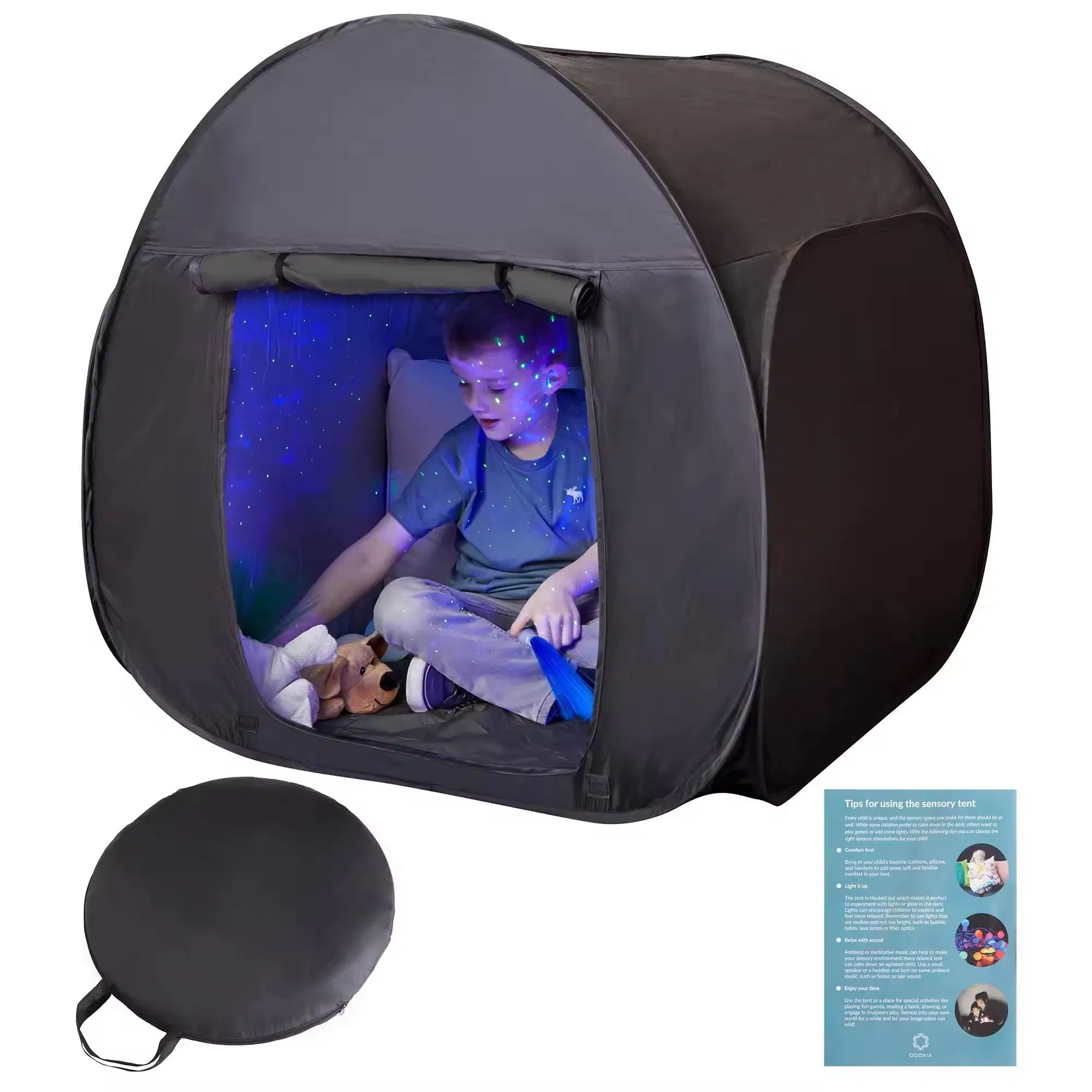 Therapy Toy Children Quiet Corner Play Pop up Sensory Blackout Tent Foldable Hide Healing Sensory Tent for Kids with Autism