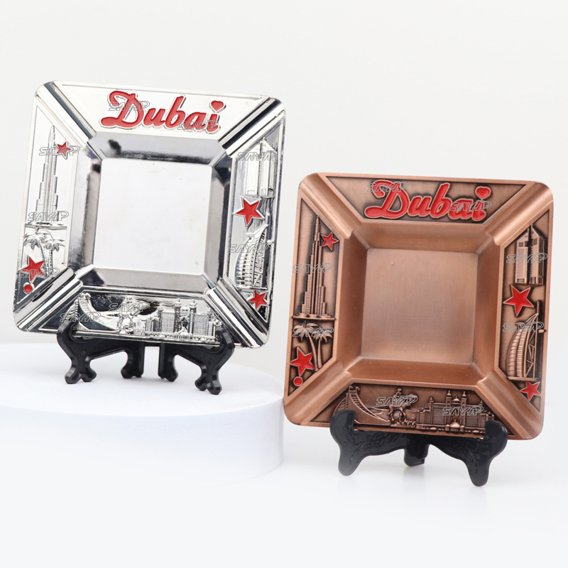 Factory Custom Logo Design Countries Tourist Souvenir Antique Metal 3D Cigar Ashtray