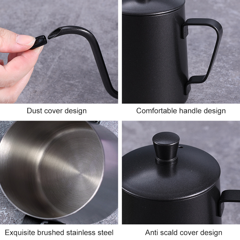 350ml/600ml Black Coffee Kettle 304 Stainless Steel Coffee Pot