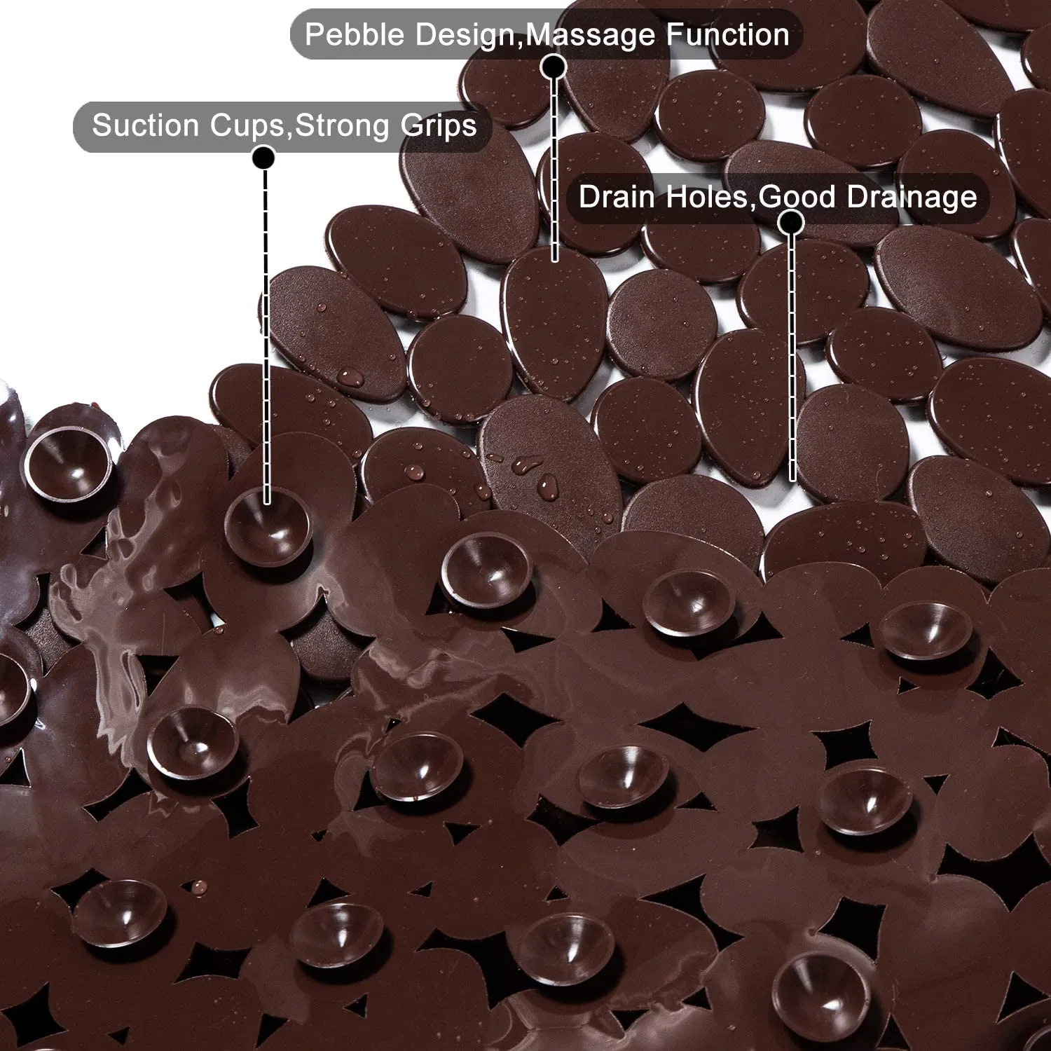 Bathtub Mat Non Slip Bath Mat with Drain Holes and Suction Cups Machine Washable