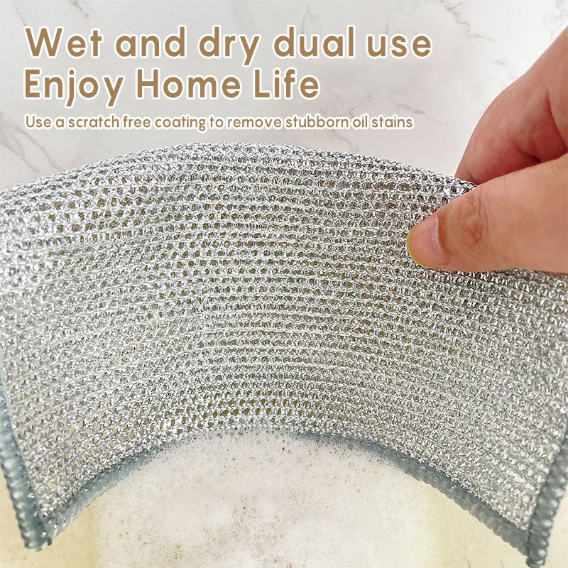 Silver Wire Double-Sided Kitchen Degreasing Metal Wire Cleaning Cloth