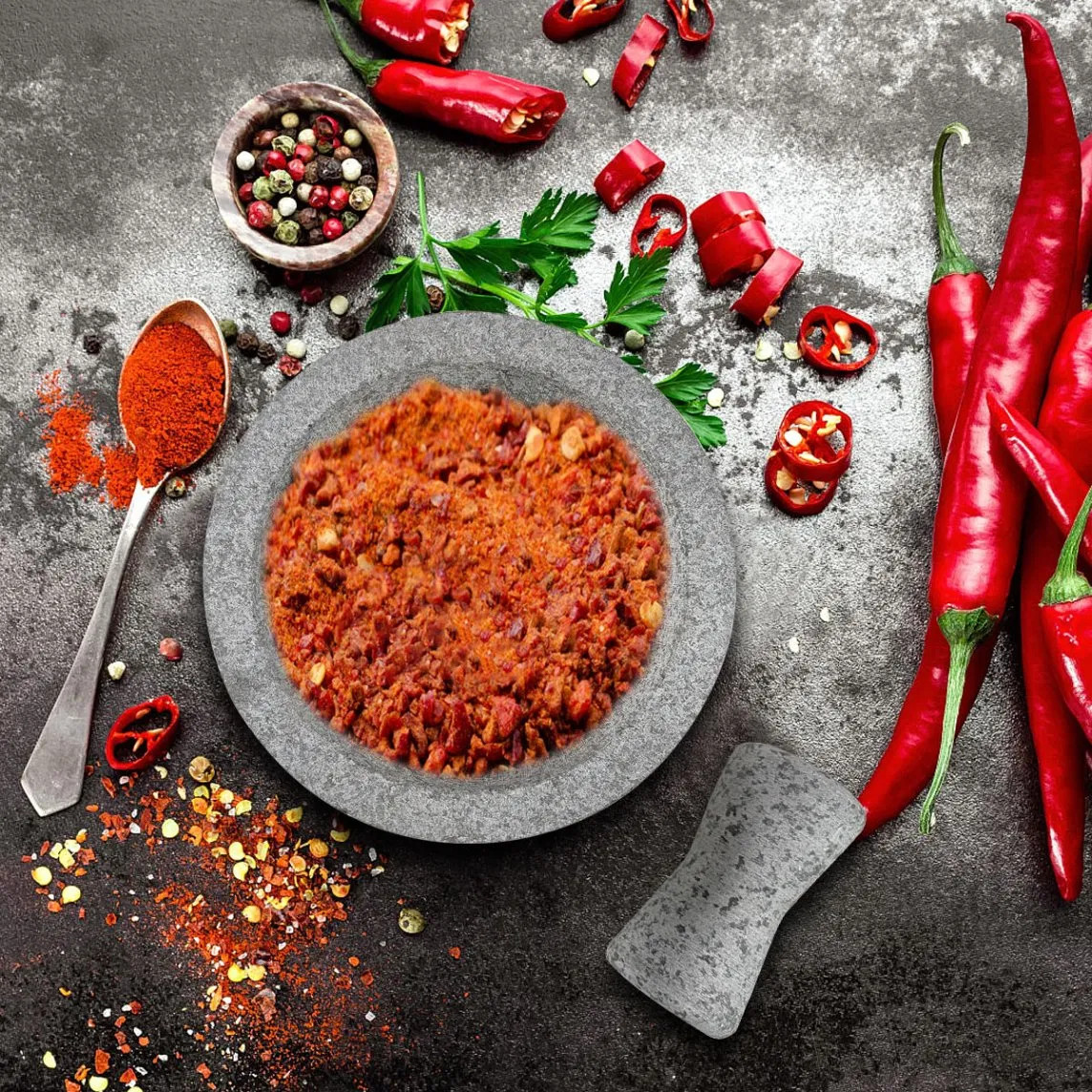 Ступка и пестик из гранита для специй и соусов