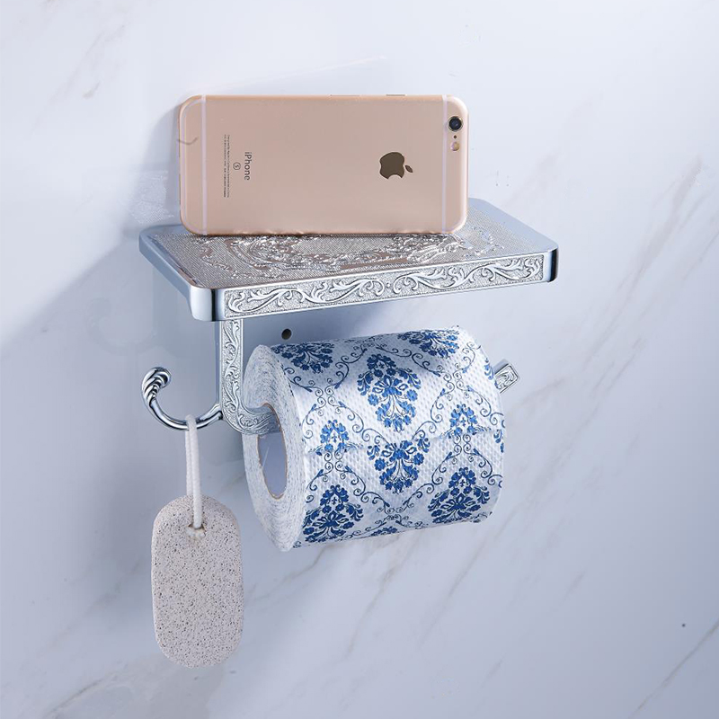 Sanitary Ware Bathroom Accessories Set Hardware Toilet Tissue Paper Holder with Shelf